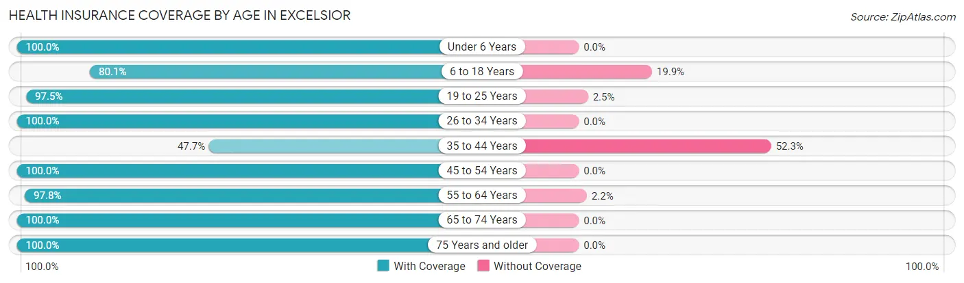 Health Insurance Coverage by Age in Excelsior