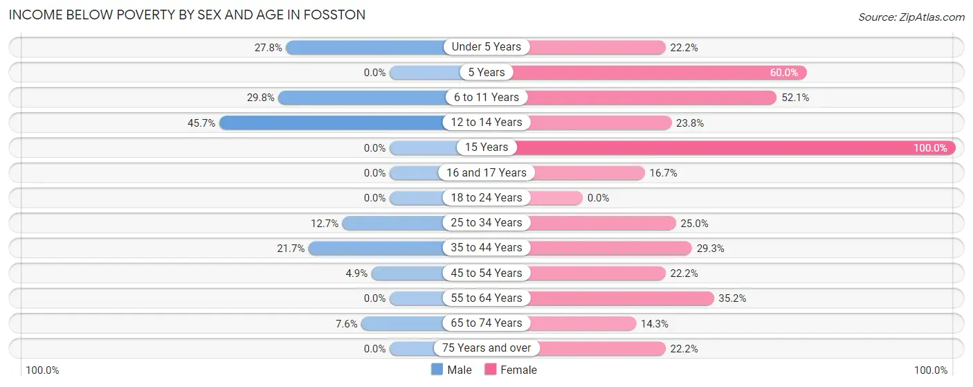 Income Below Poverty by Sex and Age in Fosston