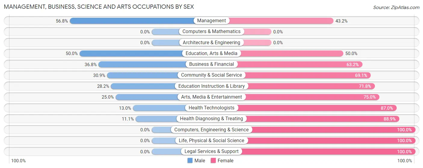 Management, Business, Science and Arts Occupations by Sex in Fosston