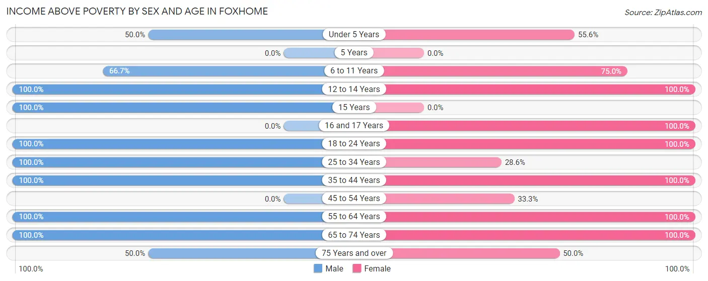 Income Above Poverty by Sex and Age in Foxhome