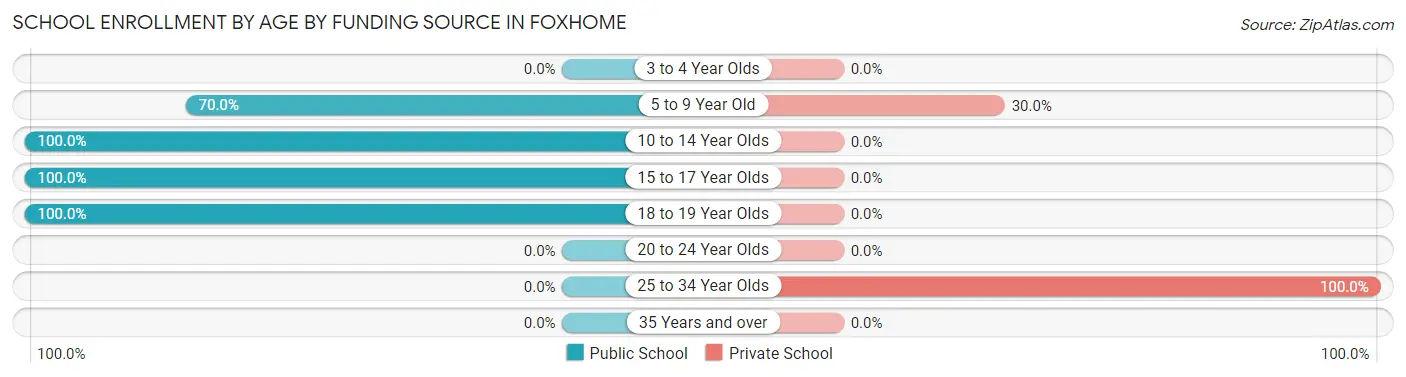 School Enrollment by Age by Funding Source in Foxhome