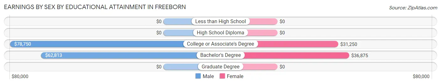 Earnings by Sex by Educational Attainment in Freeborn