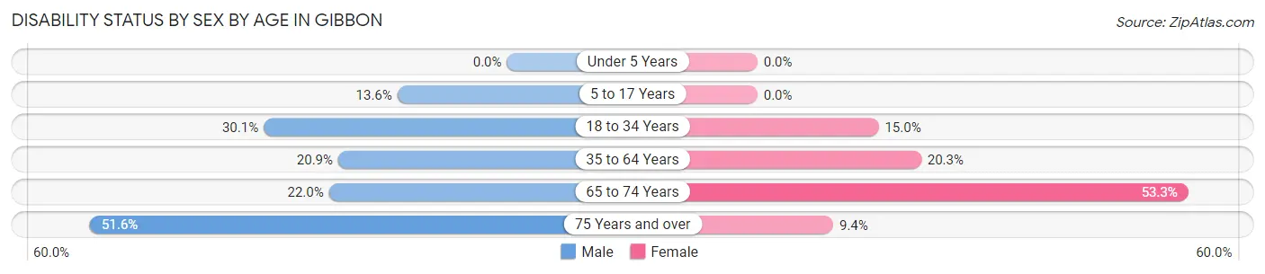Disability Status by Sex by Age in Gibbon