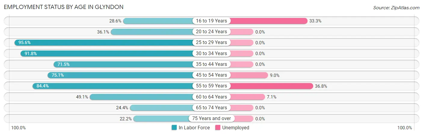 Employment Status by Age in Glyndon