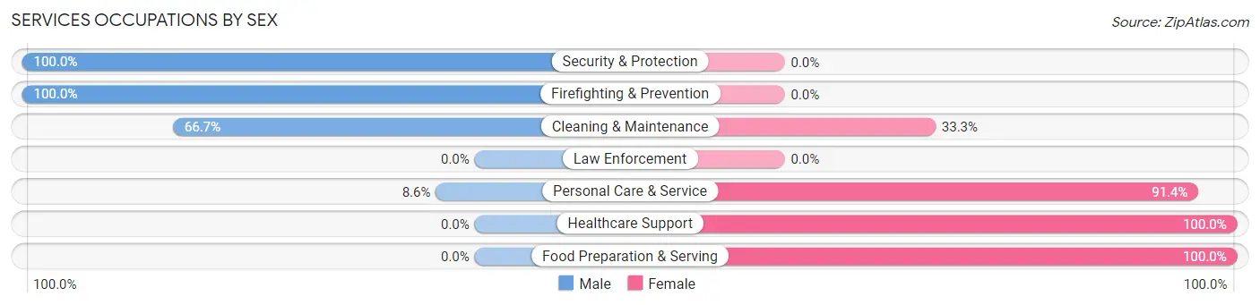 Services Occupations by Sex in Glyndon