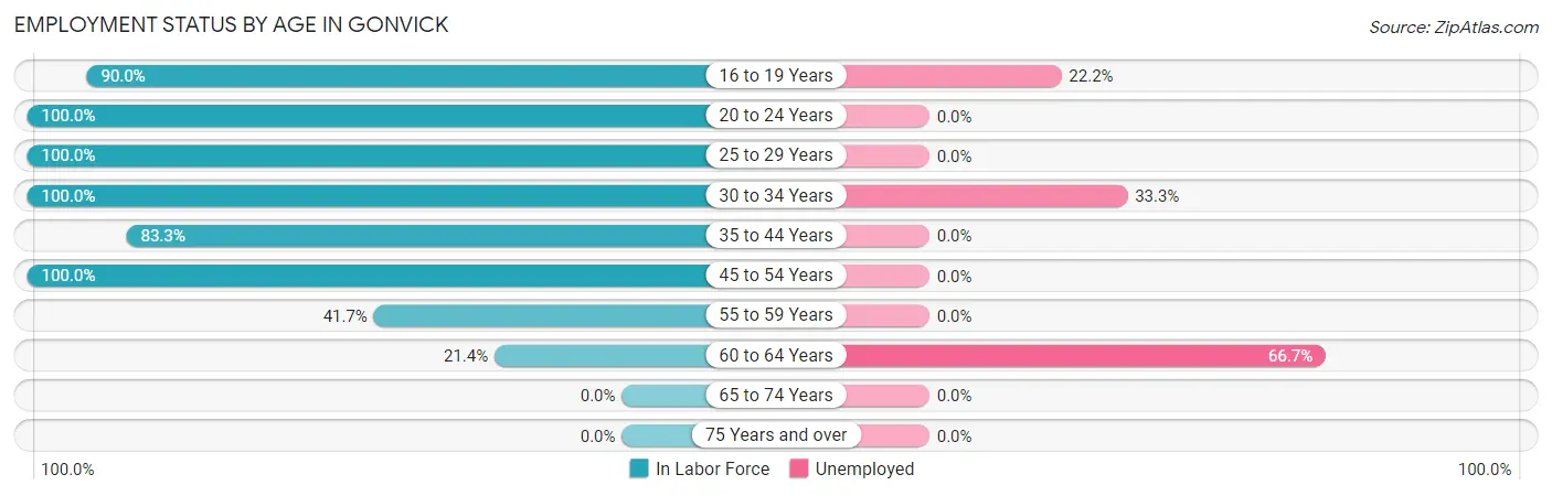 Employment Status by Age in Gonvick