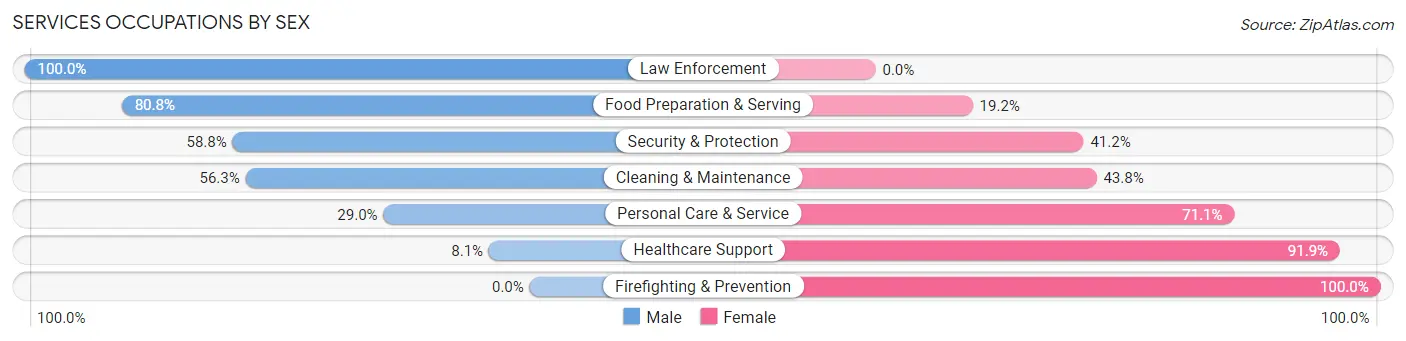 Services Occupations by Sex in Goodhue
