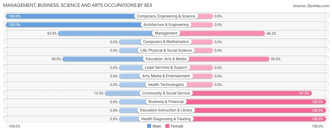 Management, Business, Science and Arts Occupations by Sex in Granada