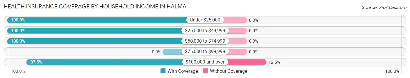 Health Insurance Coverage by Household Income in Halma