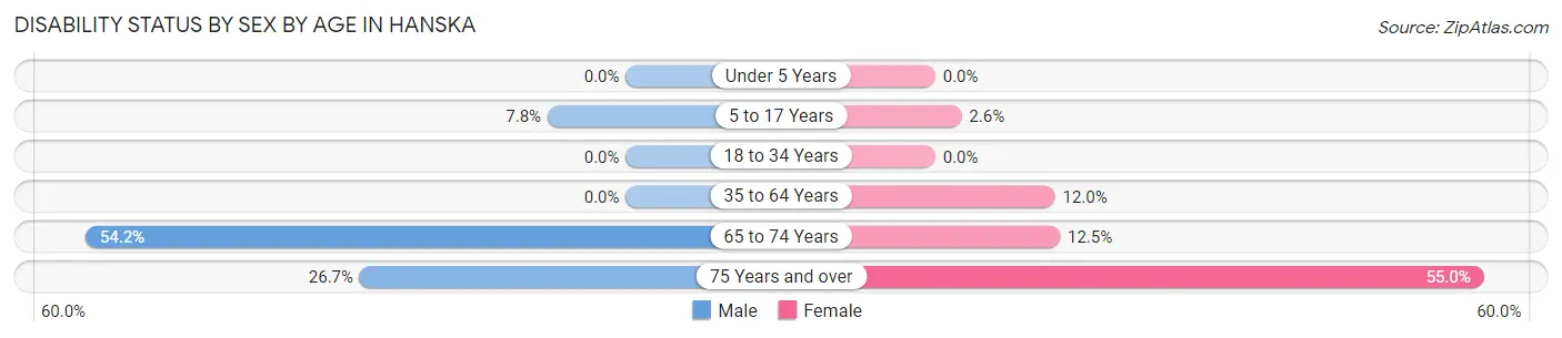Disability Status by Sex by Age in Hanska