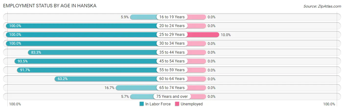 Employment Status by Age in Hanska
