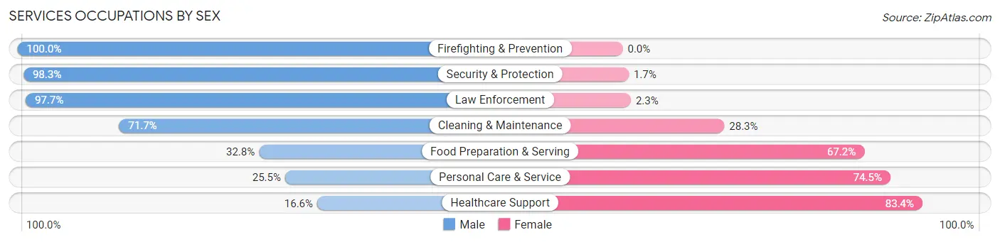 Services Occupations by Sex in Hastings