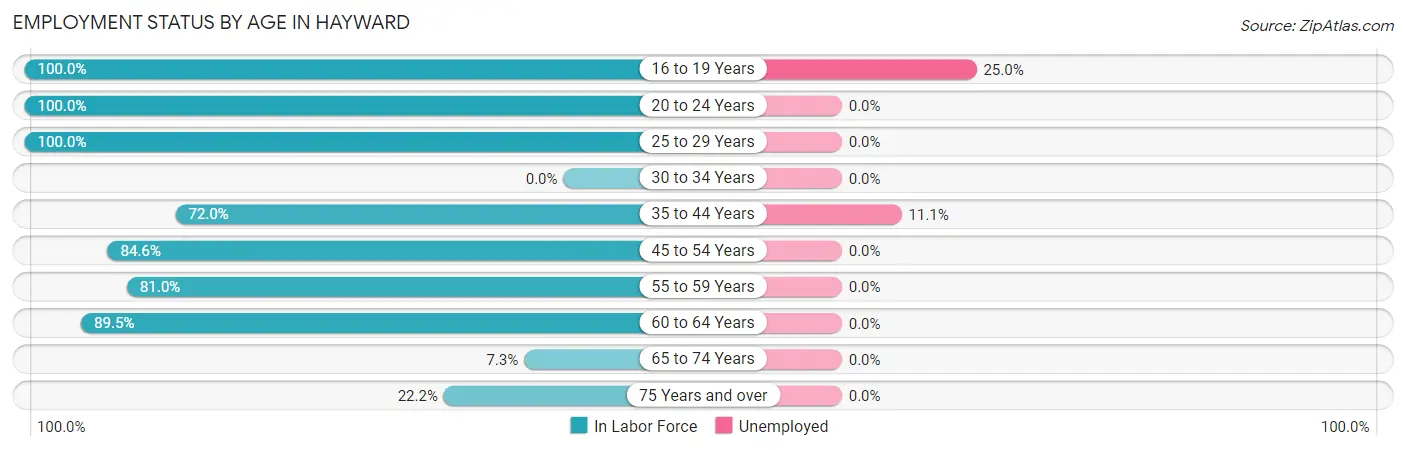 Employment Status by Age in Hayward