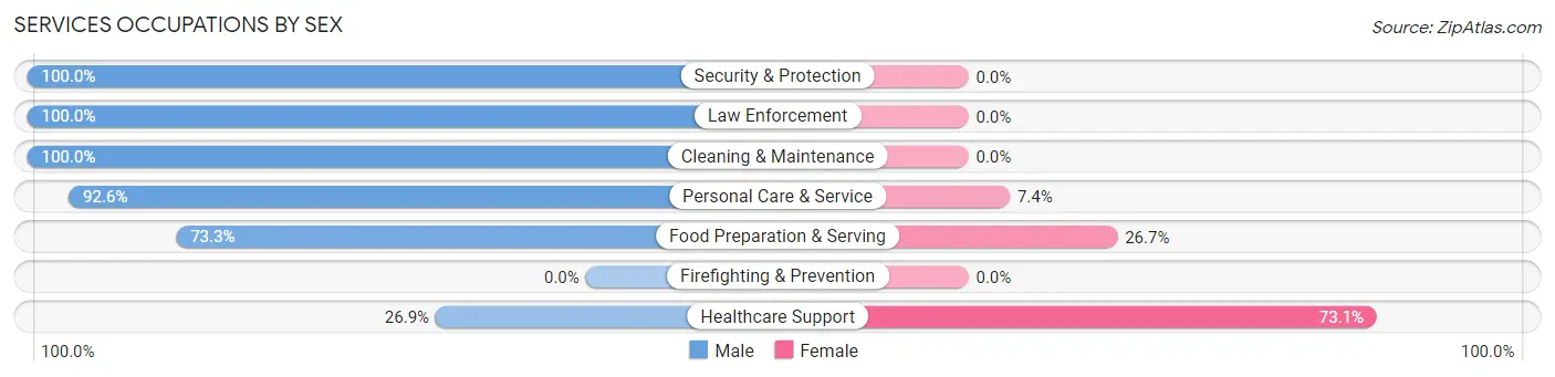 Services Occupations by Sex in Hector