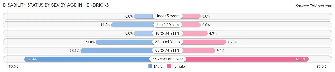 Disability Status by Sex by Age in Hendricks