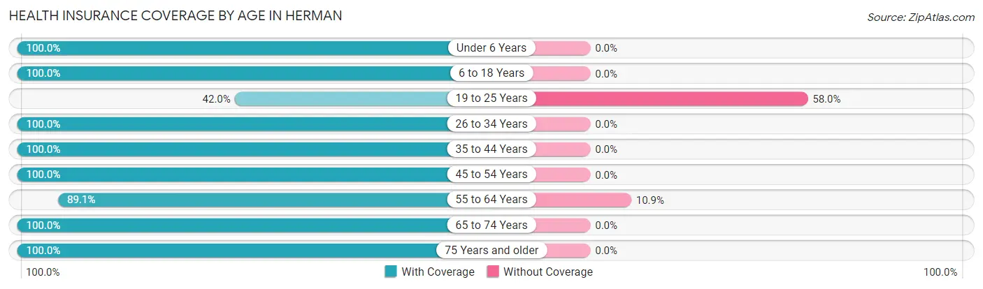 Health Insurance Coverage by Age in Herman