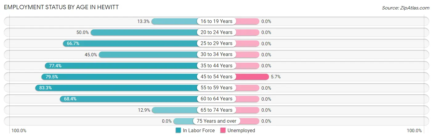 Employment Status by Age in Hewitt