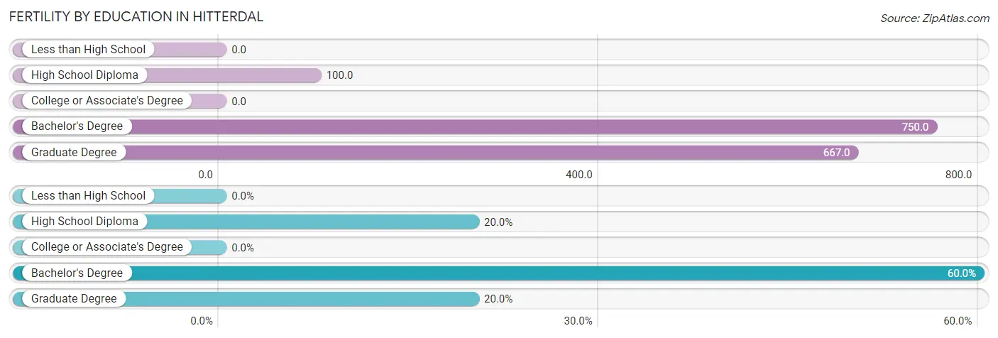 Female Fertility by Education Attainment in Hitterdal