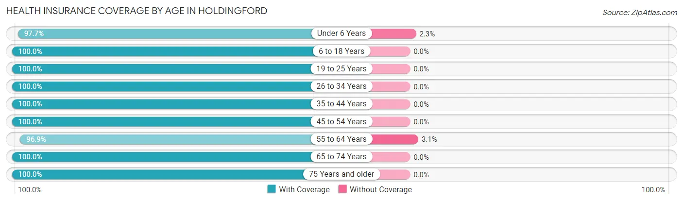 Health Insurance Coverage by Age in Holdingford