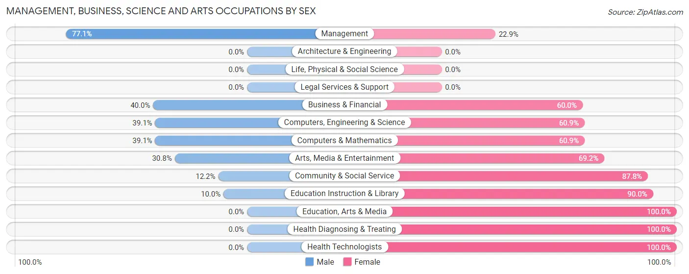 Management, Business, Science and Arts Occupations by Sex in Holdingford