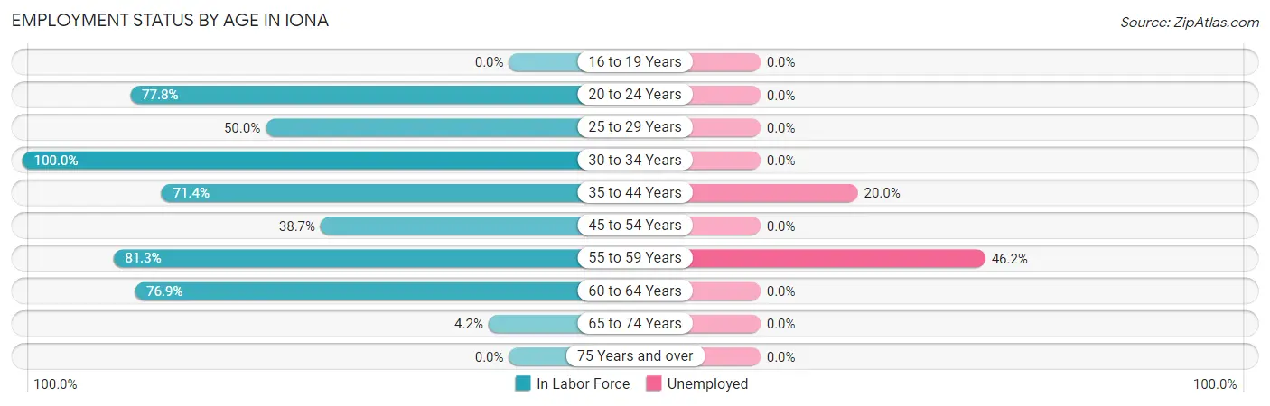 Employment Status by Age in Iona