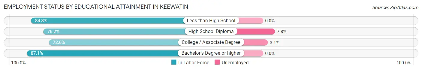 Employment Status by Educational Attainment in Keewatin