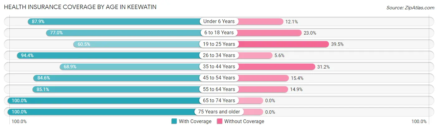 Health Insurance Coverage by Age in Keewatin