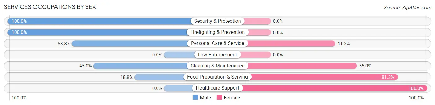 Services Occupations by Sex in Keewatin