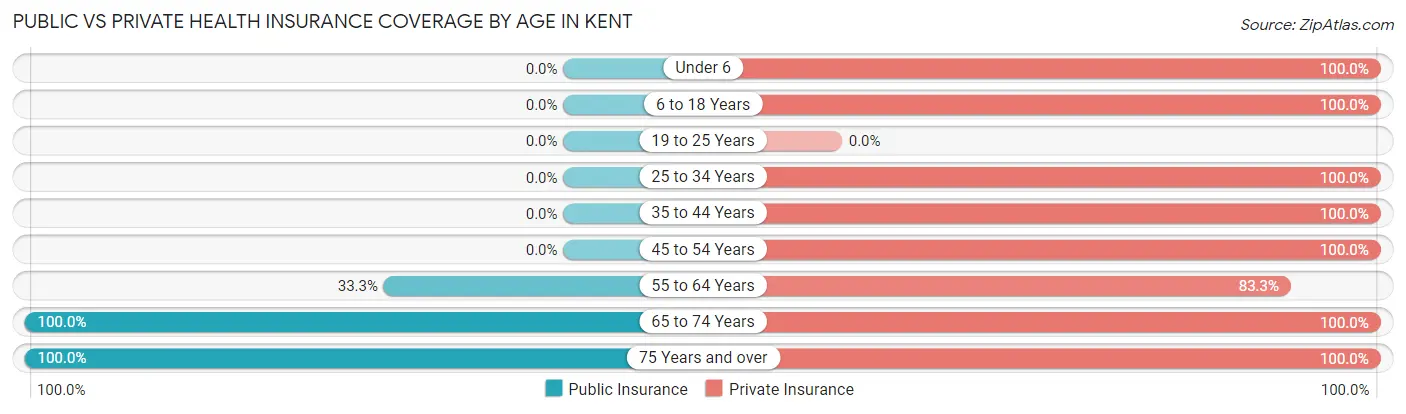 Public vs Private Health Insurance Coverage by Age in Kent