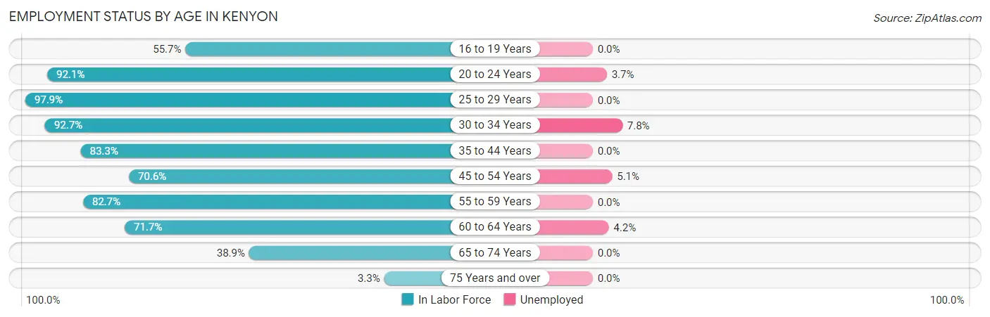 Employment Status by Age in Kenyon