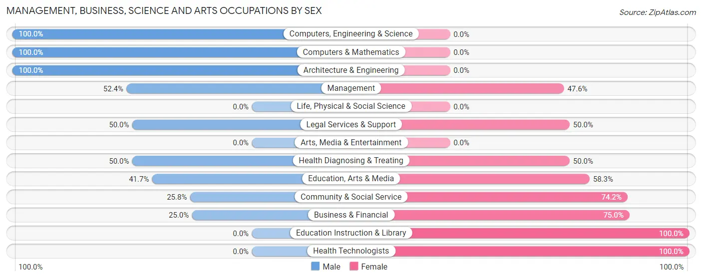 Management, Business, Science and Arts Occupations by Sex in Lake Benton