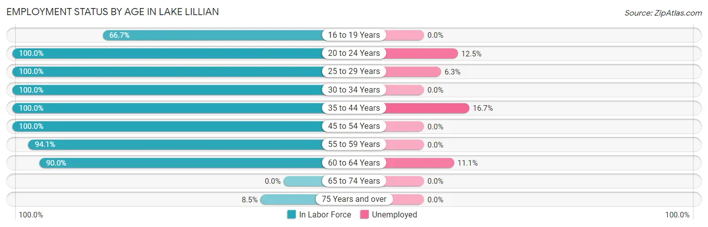 Employment Status by Age in Lake Lillian