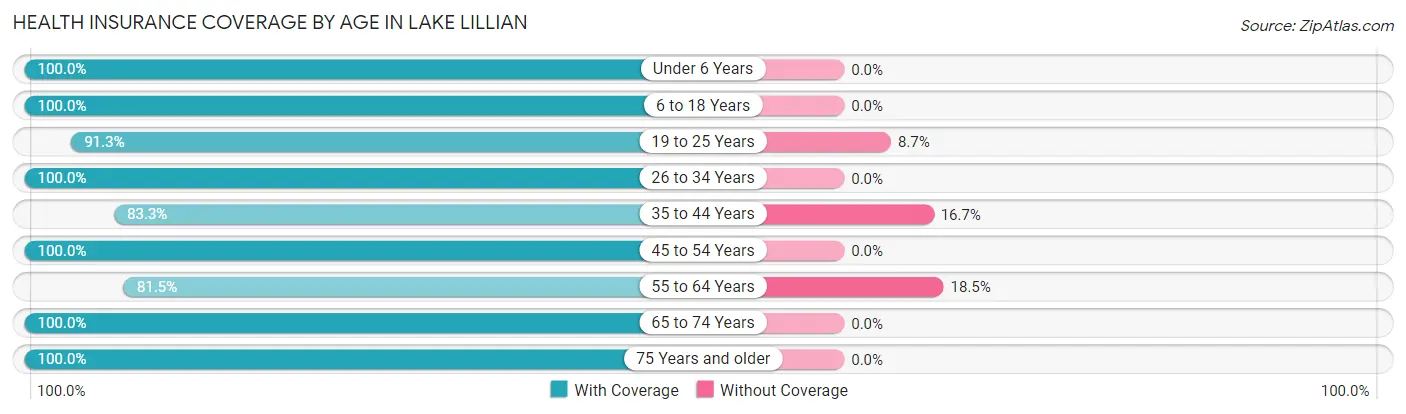Health Insurance Coverage by Age in Lake Lillian