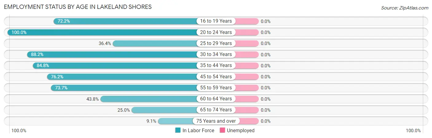 Employment Status by Age in Lakeland Shores