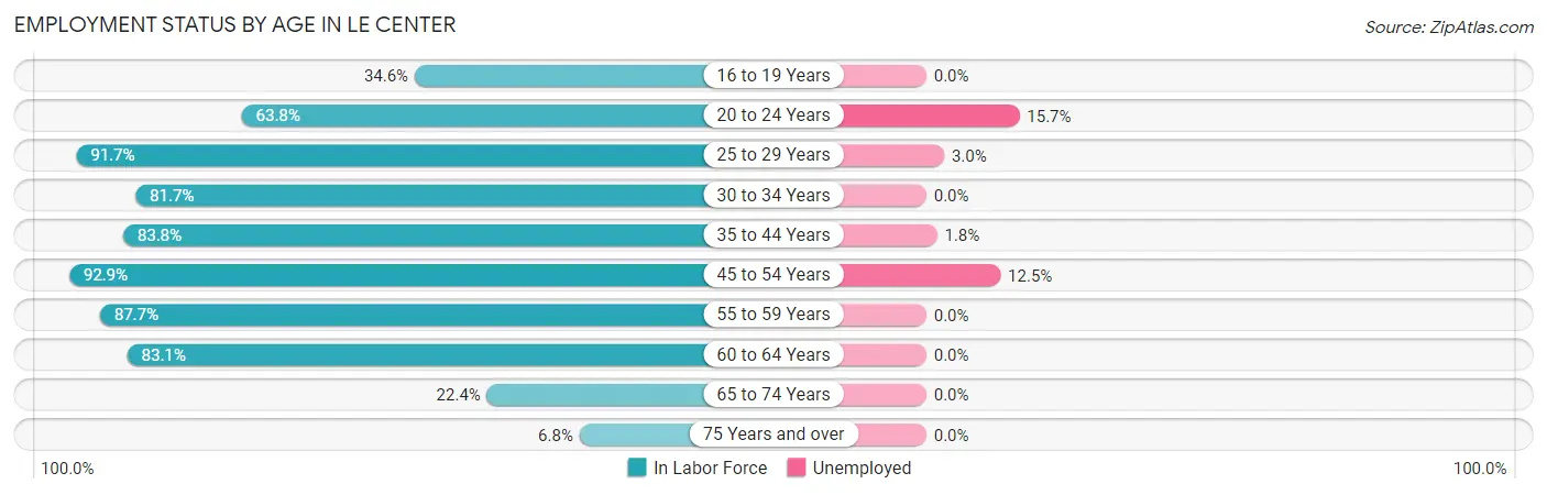 Employment Status by Age in Le Center