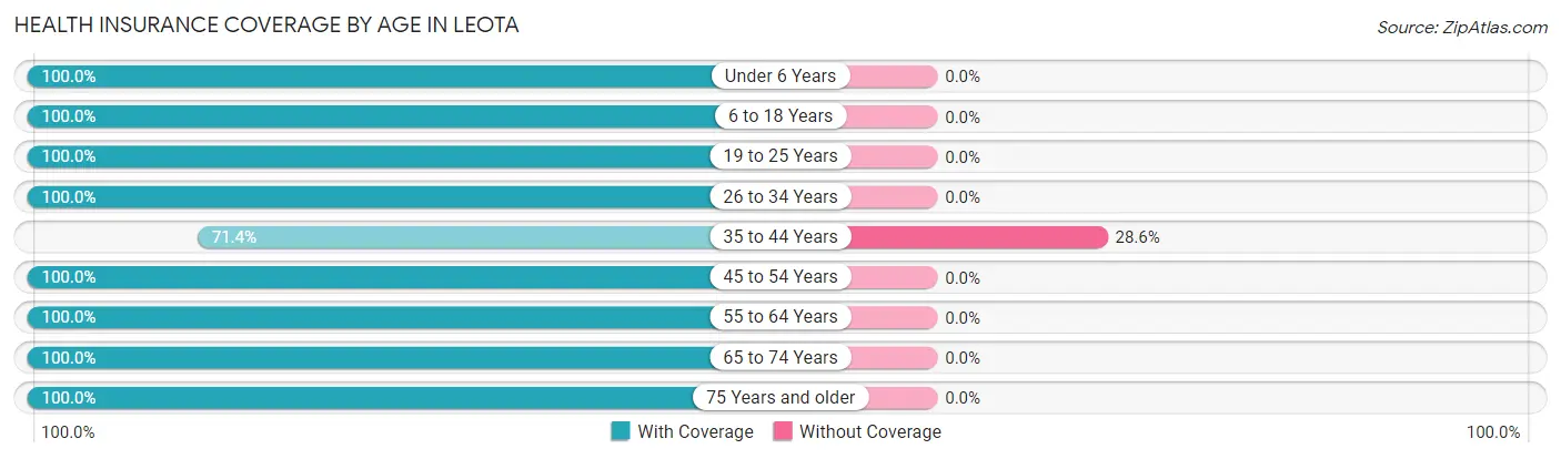 Health Insurance Coverage by Age in Leota