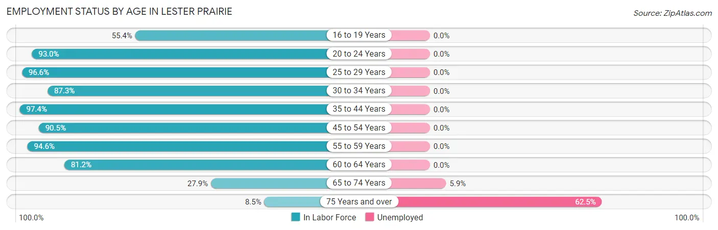 Employment Status by Age in Lester Prairie