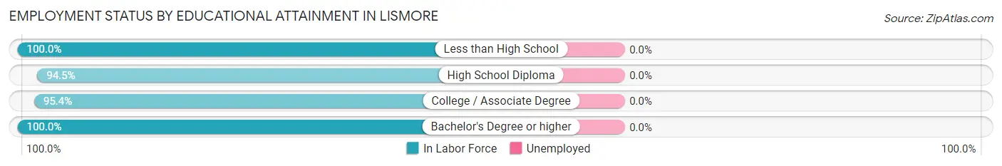 Employment Status by Educational Attainment in Lismore