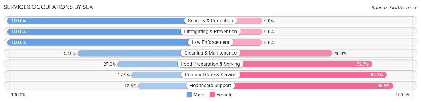 Services Occupations by Sex in Little Falls
