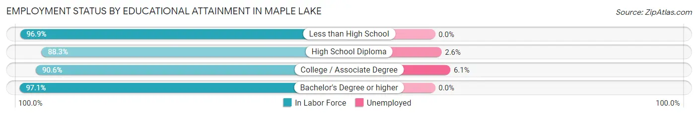 Employment Status by Educational Attainment in Maple Lake