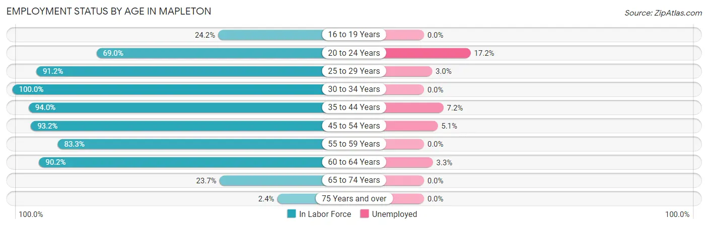 Employment Status by Age in Mapleton
