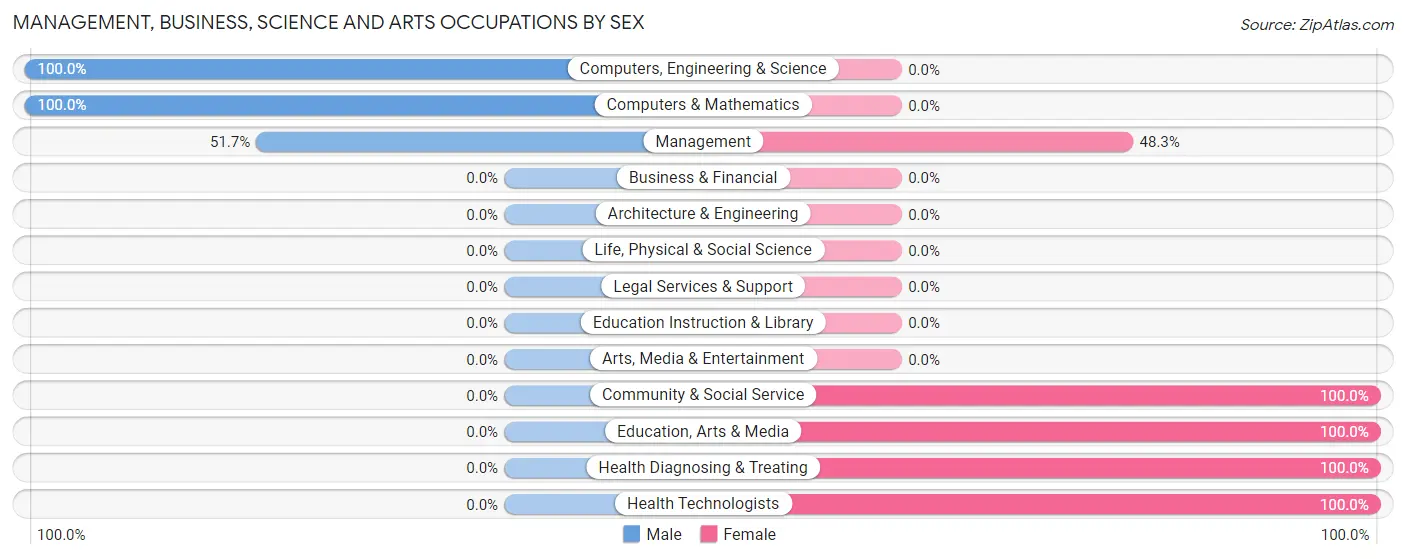 Management, Business, Science and Arts Occupations by Sex in Marble