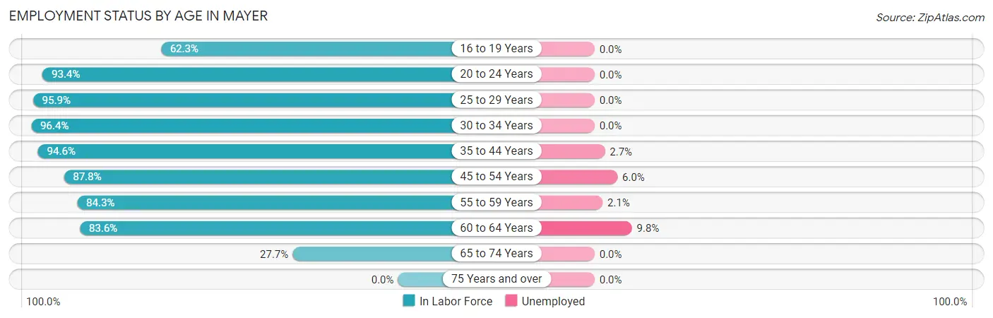 Employment Status by Age in Mayer