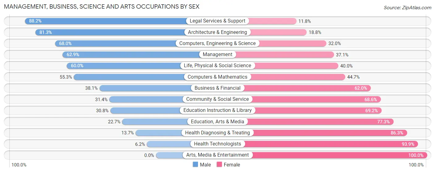 Management, Business, Science and Arts Occupations by Sex in Mayer