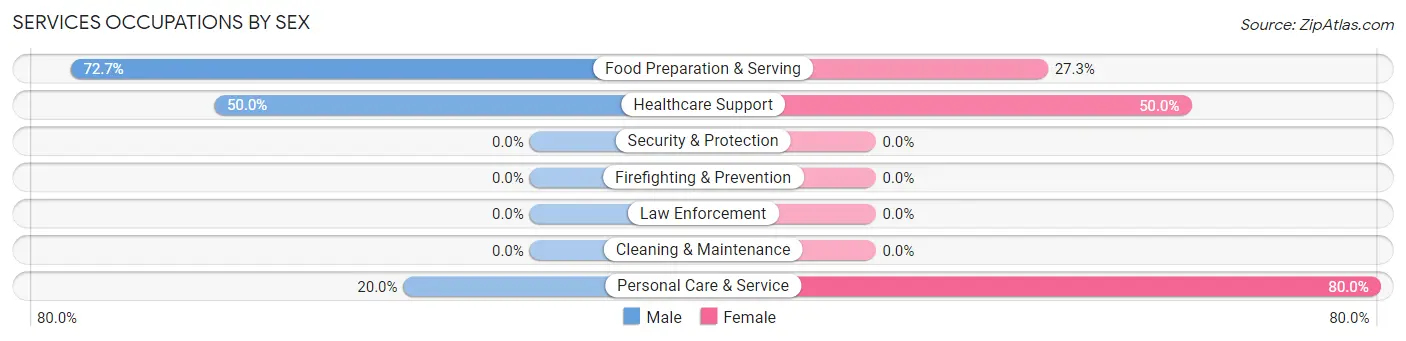 Services Occupations by Sex in Medicine Lake