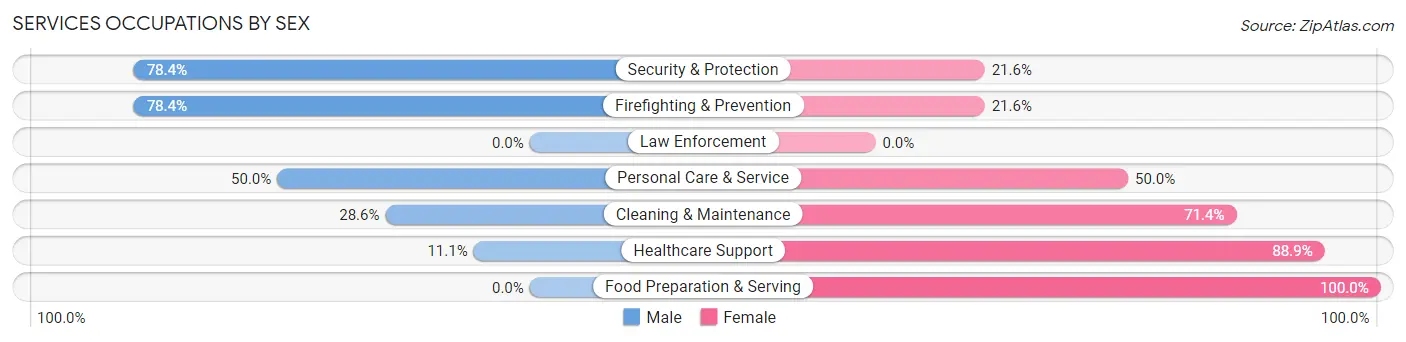 Services Occupations by Sex in Melrose