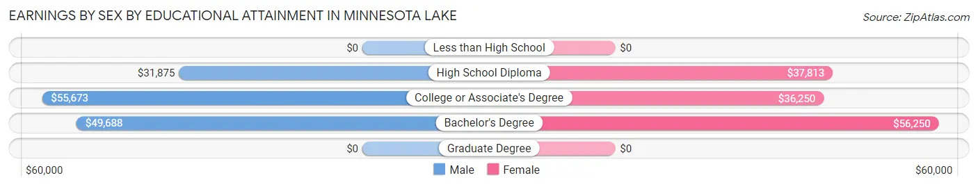 Earnings by Sex by Educational Attainment in Minnesota Lake