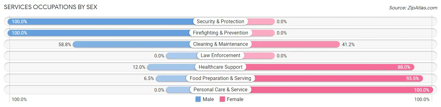 Services Occupations by Sex in New London