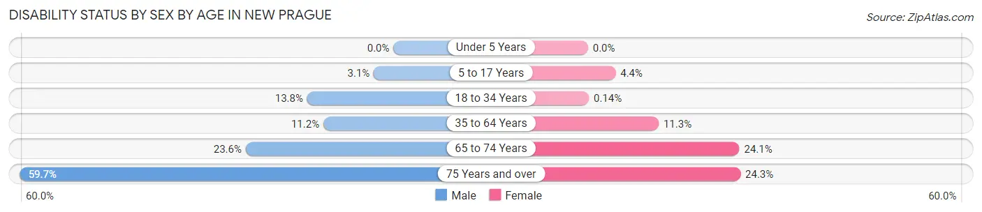 Disability Status by Sex by Age in New Prague