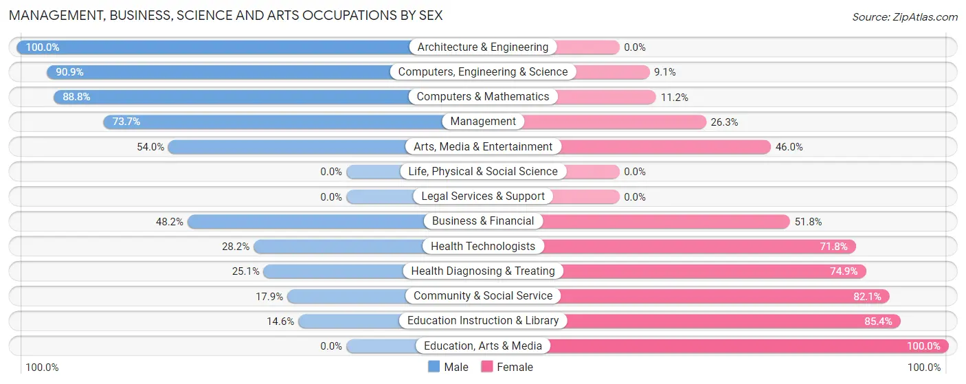 Management, Business, Science and Arts Occupations by Sex in New Prague